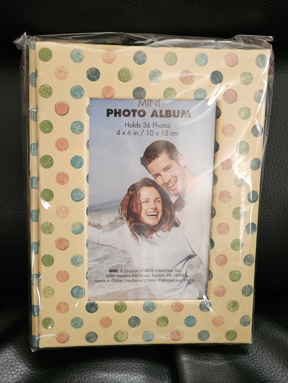 Polka Dot Mini Photo Album - Cream with Multicolor Dots